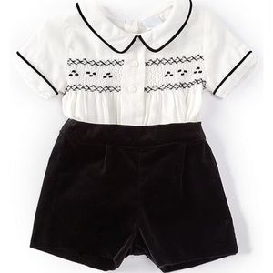 Edgehill Collection Baby Boys 3-24 Months Short Sleeve Smocked Shirt & Short Set